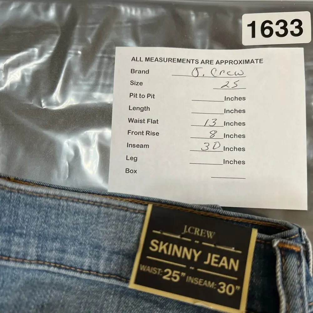 J.Crew Womens Slim Skinny Jeans Blue Stretch Medium Wash Pockets Low Rise 25 New